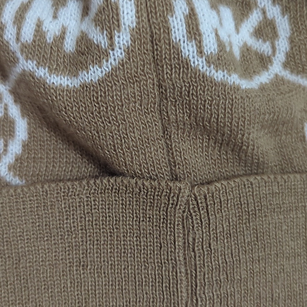 Michael Kors Logo Knit Beanie Hat, Color Camel Cream Size O/S - Picture 7 of 12